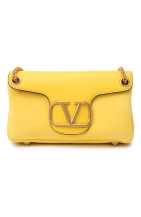 Женская сумка stud sign VALENTINO желтого цвета, арт. XW2B0K26/IRL | Фото 1 (Материал: Натуральная кожа; Размер: medium; Ремень/цепочка: На ремешке; Сумки-технические: Сумки через плечо)