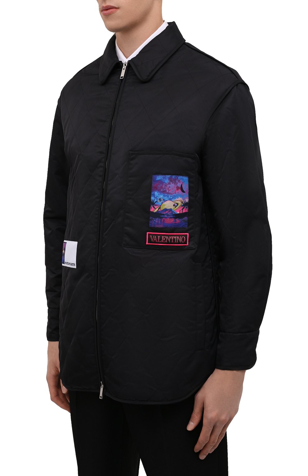 Мужская утепленная куртка VALENTINO черного цвета, арт. XV3CLH3680Y | Фото 3 (Кросс-КТ: Куртка; Рукава: Длинные; Длина (верхняя одежда): До середины бедра; Материал внешний: Синтетический материал; Стили: Гранж; Мужское Кросс-КТ: утепленные куртки; Материал подклада: Синтетический материал)