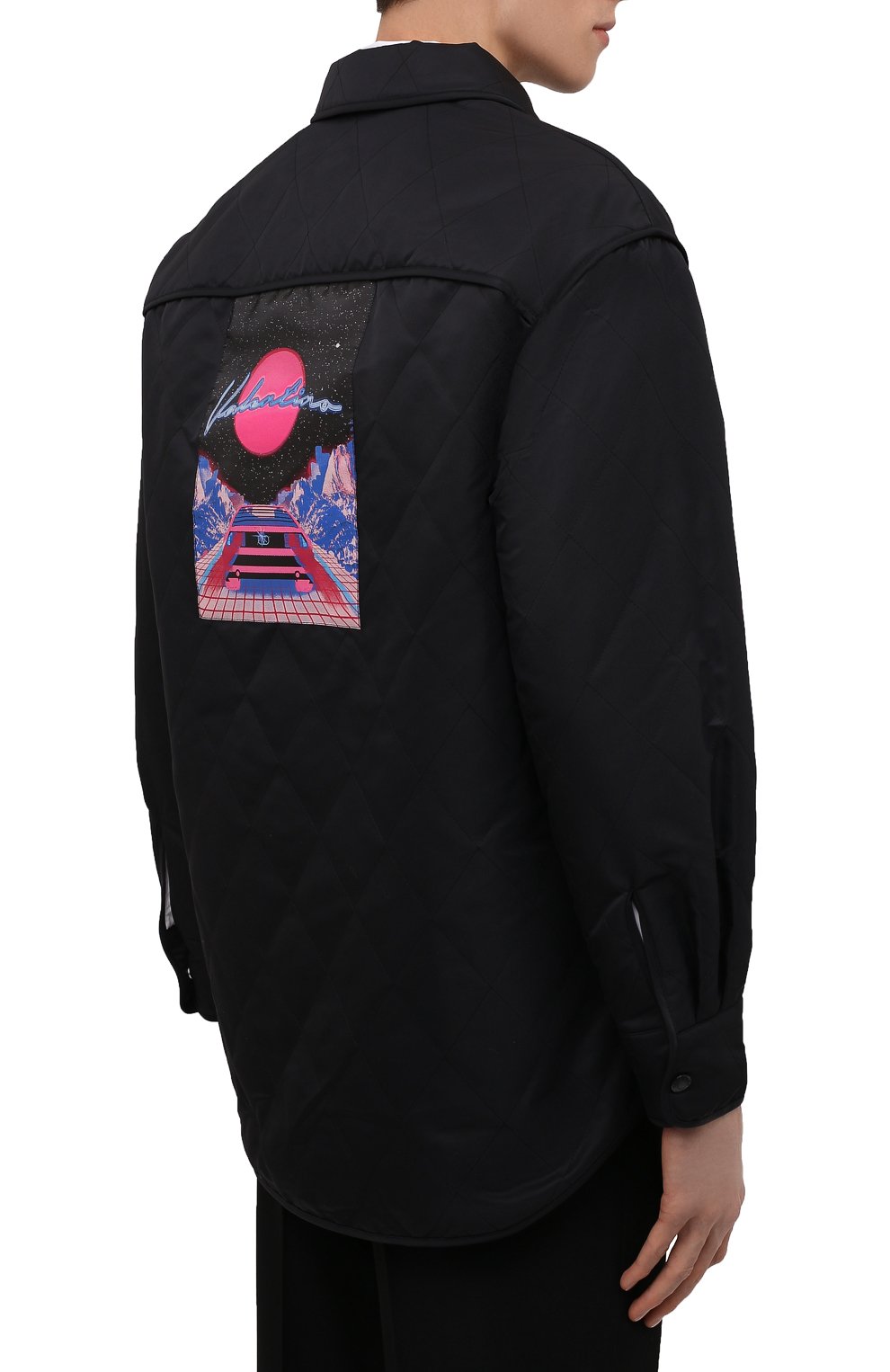 Мужская утепленная куртка VALENTINO черного цвета, арт. XV3CLH3680Y | Фото 4 (Кросс-КТ: Куртка; Рукава: Длинные; Длина (верхняя одежда): До середины бедра; Материал внешний: Синтетический материал; Стили: Гранж; Мужское Кросс-КТ: утепленные куртки; Материал подклада: Синтетический материал)