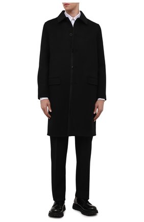 Мужской пальто VALENTINO черного цвета, арт. XV3CAA36808 | Фото 2 (Материал внешний: Синтетический материал; Рукава: Длинные; Длина (верхняя одежда): До колена; Материал утеплителя: Шерсть; Мужское Кросс-КТ: пальто-верхняя одежда; Стили: Классический)