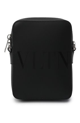 Мужская кожаная сумка vltn VALENTINO черного цвета, арт. XY2B0943/GUI | Фото 1 (Материал: Натуральная кожа; Размер: mini; Ремень/цепочка: На ремешке)