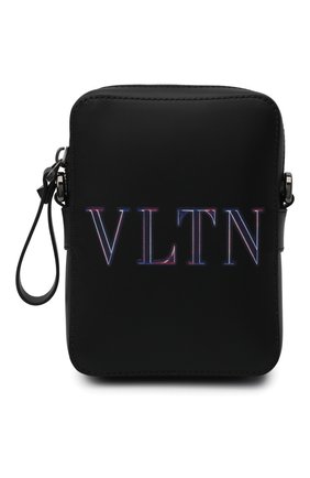 Мужская кожаная сумка neon vltn VALENTINO черного цвета, арт. XY2B0943/GCI | Фото 1 (Размер: mini; Материал: Натуральная кожа; Ремень/цепочка: На ремешке)