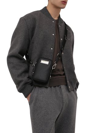 Мужская комбинированная сумка DOLCE & GABBANA черного цвета, арт. BM2041/AQ756 | Фото 2 (Материал: Текстиль; Размер: mini; Ремень/цепочка: На ремешке)