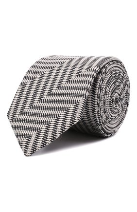 Мужской галстук GIORGIO ARMANI черно-белого цвета, арт. 360254/2R934 | Фото 1 (Материал: Синтетический материал, Шелк, Текстиль; Принт: С принтом)