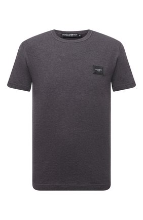 Мужская хлопковая футболка DOLCE & GABBANA темно-серого цвета по цене 36300 руб., арт. G8KJ9T/FU7EQ | Фото 1 Мужская хлопковая футболка DOLCE & GABBANA темно-серого цвета, арт. G8KJ9T/FU7EQ | Фото 1 (Рукава: Короткие; Длина (для топов): Стандартные; Материал внешний: Хлопок; Принт: Без принта; Стили: Кэжуэл)