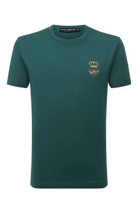 Мужская хлопковая футболка DOLCE & GABBANA зеленого цвета по цене 48550 руб., арт. G8JX7Z/G7WUQ | Фото 1 Мужская хлопковая футболка DOLCE & GABBANA зеленого цвета, арт. G8JX7Z/G7WUQ | Фото 1 (Рукава: Короткие; Длина (для топов): Стандартные; Материал внешний: Хлопок; Принт: Без принта; Стили: Кэжуэл)