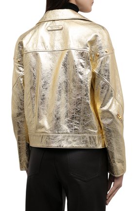 Женская кожаная куртка TOM FORD золотого цвета, арт. GIL480-LEX267 | Фото 4 (Кросс-КТ: Куртка; Рукава: Длинные; Стили: Гламурный; Материал подклада: Синтетический материал, Вискоза; Материал внешний: Натуральная кожа; Женское Кросс-КТ: Замша и кожа; Длина (верхняя одежда): Короткие)