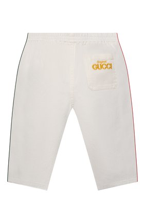 Детские хлопковые брюки GUCCI белого цвета, арт. 679200/XDBUK | Фото 2 (Кросс-КТ НВ: Брюки)
