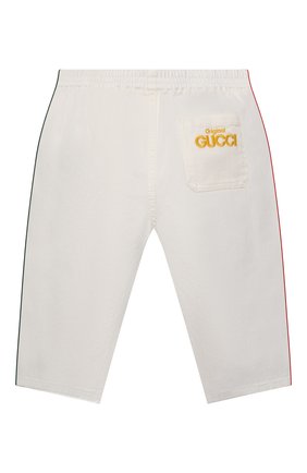 Детские хлопковые брюки GUCCI белого цвета по цене 36900 руб., арт. 679200/XDBUK | Фото 2 Детские хлопковые брюки GUCCI белого цвета, арт. 679200/XDBUK | Фото 2 (Кросс-КТ НВ: Брюки)