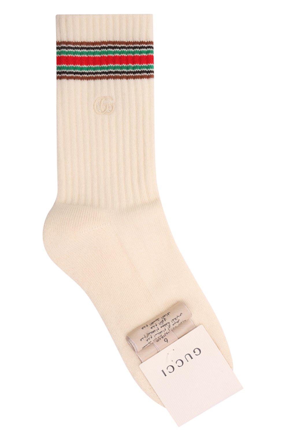 Детские хлопковые носки GUCCI кремвого цвета, арт. 678194/4K045 | Фото 1 (Материал: Текстиль, Хлопок; Кросс-КТ: Носки)