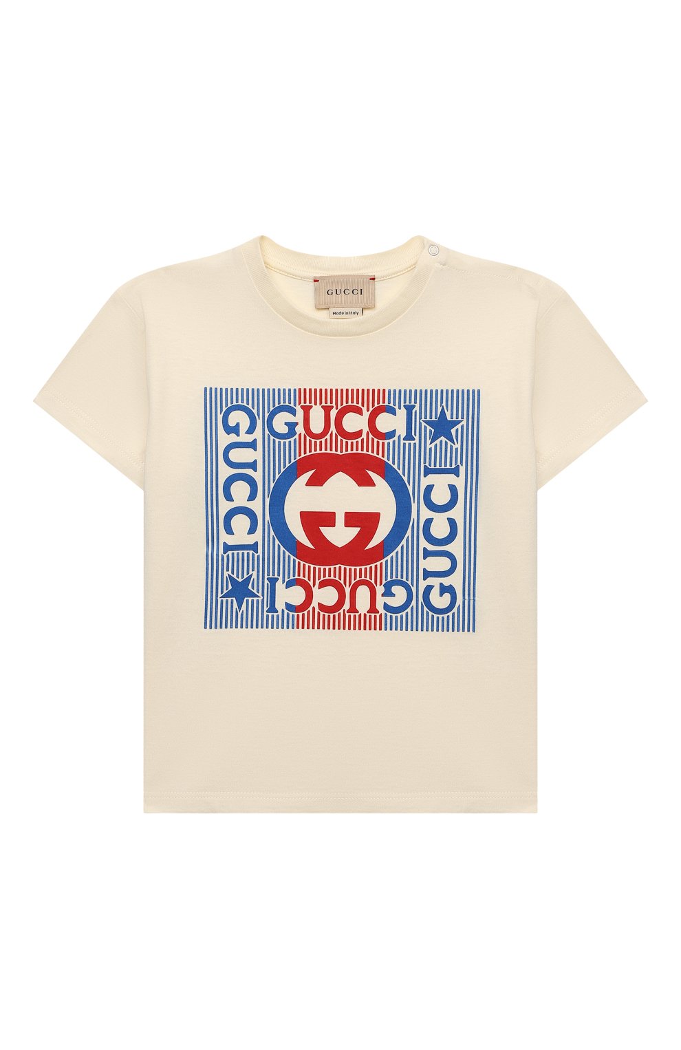 Детский хлопковая футболка GUCCI белого цвета, арт. 576871/XJDZ8/9-12M | Фото 1