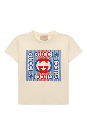 Детский хлопковая футболка GUCCI белого цвета по цене 17900 руб., арт. 576871/XJDZ8/9-12M | Фото 1 Детский хлопковая футболка GUCCI белого цвета, арт. 576871/XJDZ8/9-12M | Фото 1