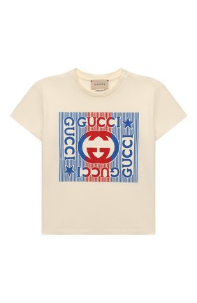 Детский хлопковая футболка GUCCI белого цвета, арт. 576871/XJDZ8 | Фото 1 (Кросс-КТ НВ: Футболка)