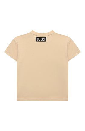 Детский хлопковая футболка GUCCI бежевого цвета, арт. 576871/XJD2C | Фото 2