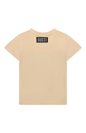 Детский хлопковая футболка GUCCI бежевого цвета, арт. 548034/XJD2D/9-12M | Фото 2