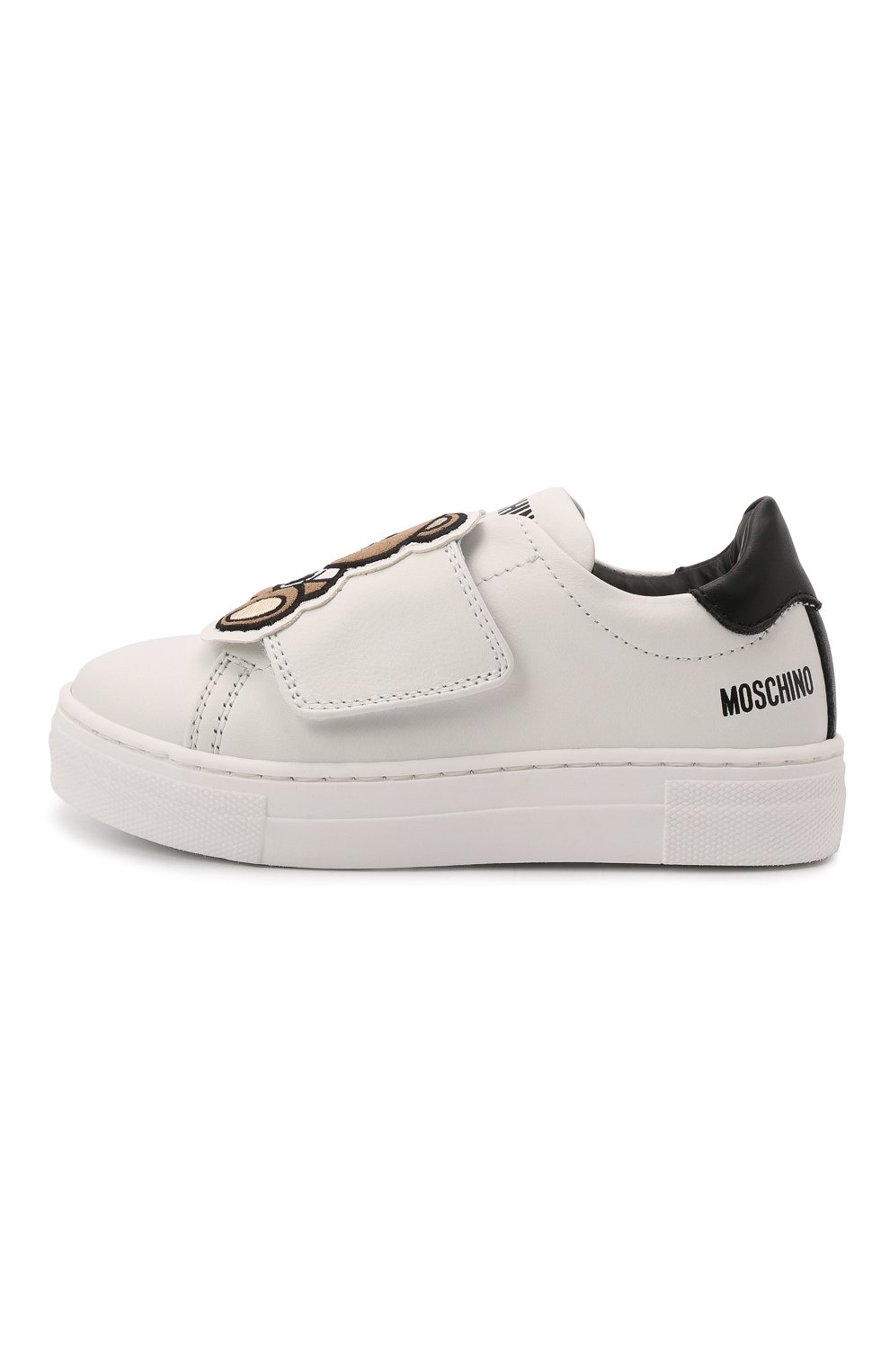 Мужского кожаные кеды MOSCHINO белого цвета по цене 29050 руб., арт. 70215/KIPS/KIPS/18-27 | Фото 2 Мужского кожаные кеды MOSCHINO белого цвета, арт. 70215/KIPS/KIPS/18-27 | Фото 2 (Мальчики Кросс-КТ: Обувь-низкие; Кросс-КТ: велькро)