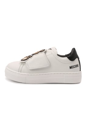 Мужского кожаные кеды MOSCHINO белого цвета по цене 29050 руб., арт. 70215/KIPS/KIPS/18-27 | Фото 2 Мужского кожаные кеды MOSCHINO белого цвета, арт. 70215/KIPS/KIPS/18-27 | Фото 2 (Мальчики Кросс-КТ: Обувь-низкие; Кросс-КТ: велькро)