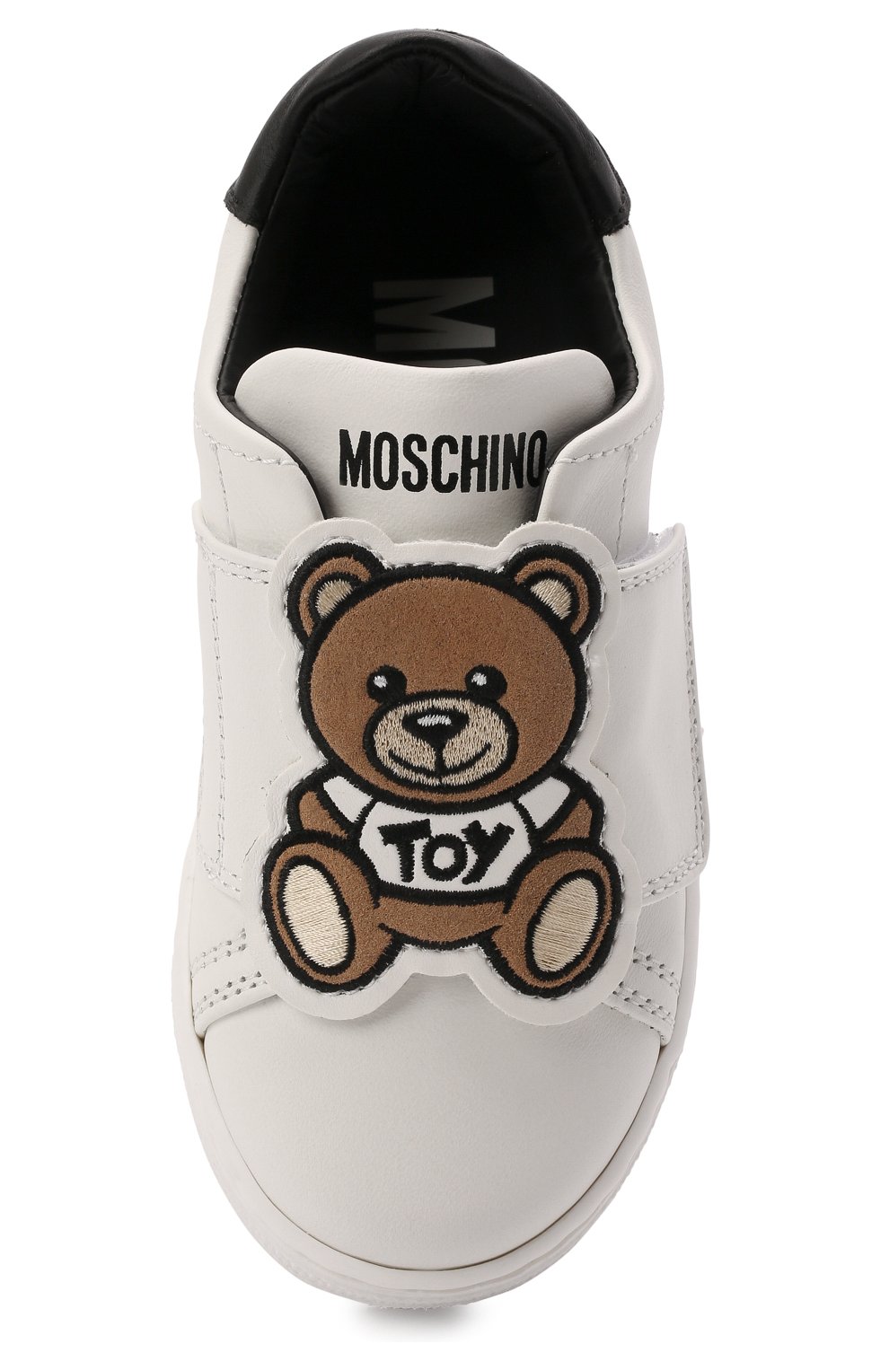 Мужского кожаные кеды MOSCHINO белого цвета по цене 29050 руб., арт. 70215/KIPS/KIPS/18-27 | Фото 4 Мужского кожаные кеды MOSCHINO белого цвета, арт. 70215/KIPS/KIPS/18-27 | Фото 4 (Мальчики Кросс-КТ: Обувь-низкие; Кросс-КТ: велькро)