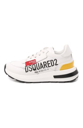 Детские кожаные кроссовки DSQUARED2 белого цвета по цене 20500 руб., арт. 70764/GINEVRA/S0FTY/SCUBA/18-27 | Фото 2 Детские кожаные кроссовки DSQUARED2 белого цвета, арт. 70764/GINEVRA/S0FTY/SCUBA/18-27 | Фото 2 (Материал внутренний: Натуральная кожа; Материал внешний: Кожа)