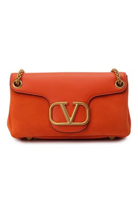 Женская сумка stud sign VALENTINO оранжевого цвета, арт. XW2B0K26/IRL | Фото 1 (Материал: Натуральная кожа; Ремень/цепочка: На ремешке; Размер: medium; Сумки-технические: Сумки через плечо)