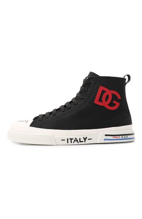 Детские высокие кеды DOLCE & GABBANA черного цвета по цене 27900 руб., арт. DA5039/AQ722/37-39 | Фото 2 Детские высокие кеды DOLCE & GABBANA черного цвета, арт. DA5039/AQ722/37-39 | Фото 2 (Материал внешний: Текстиль; Материал внутренний: Натуральная кожа; Обувь мальчики: Обувь мальчики)