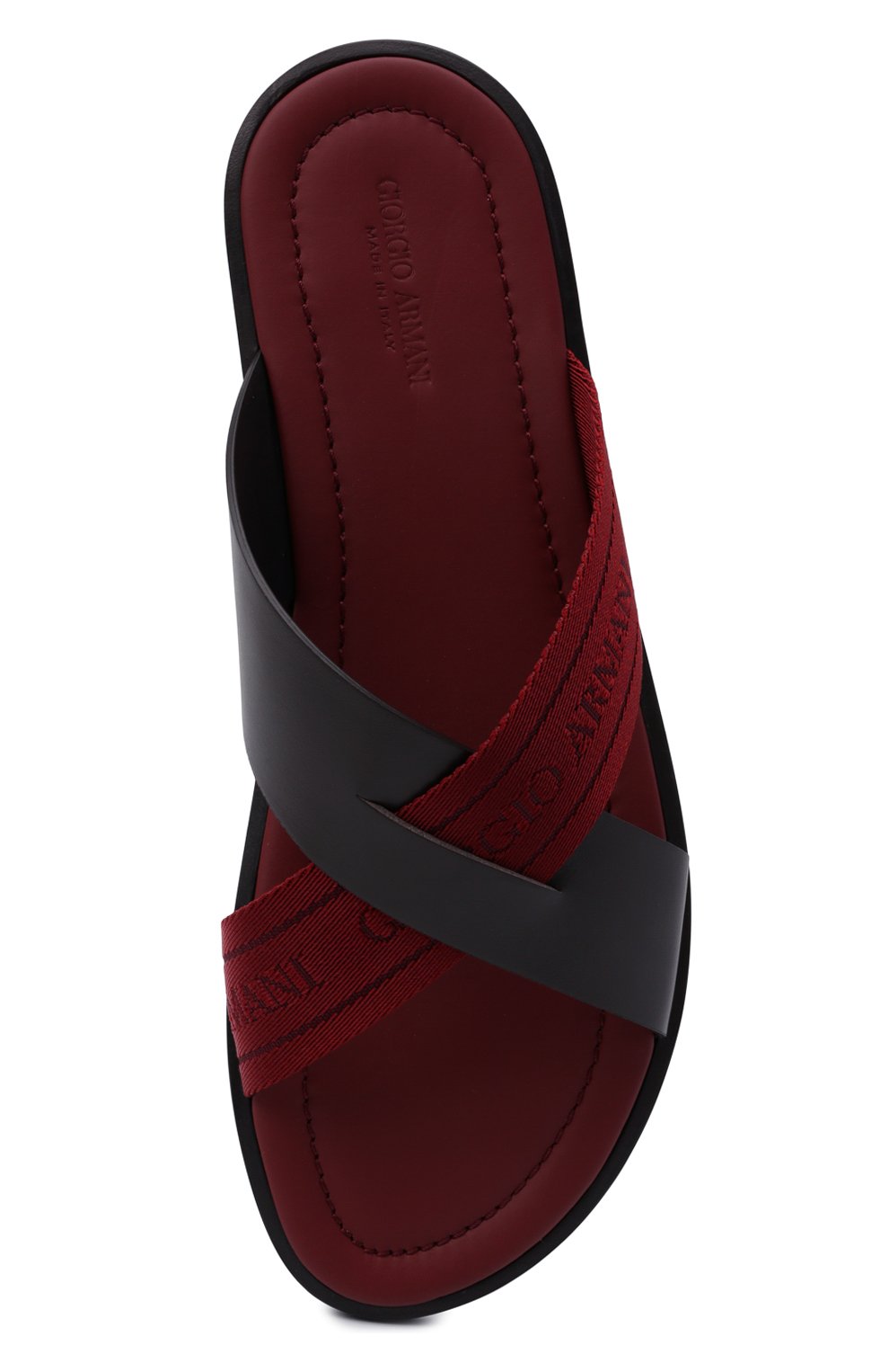Мужские комбинированные шлепанцы GIORGIO ARMANI бордового цвета, арт. X2P077/XN159 | Фото 6 (Материал внешний: Текстиль; Материал внутренний: Натуральная кожа)