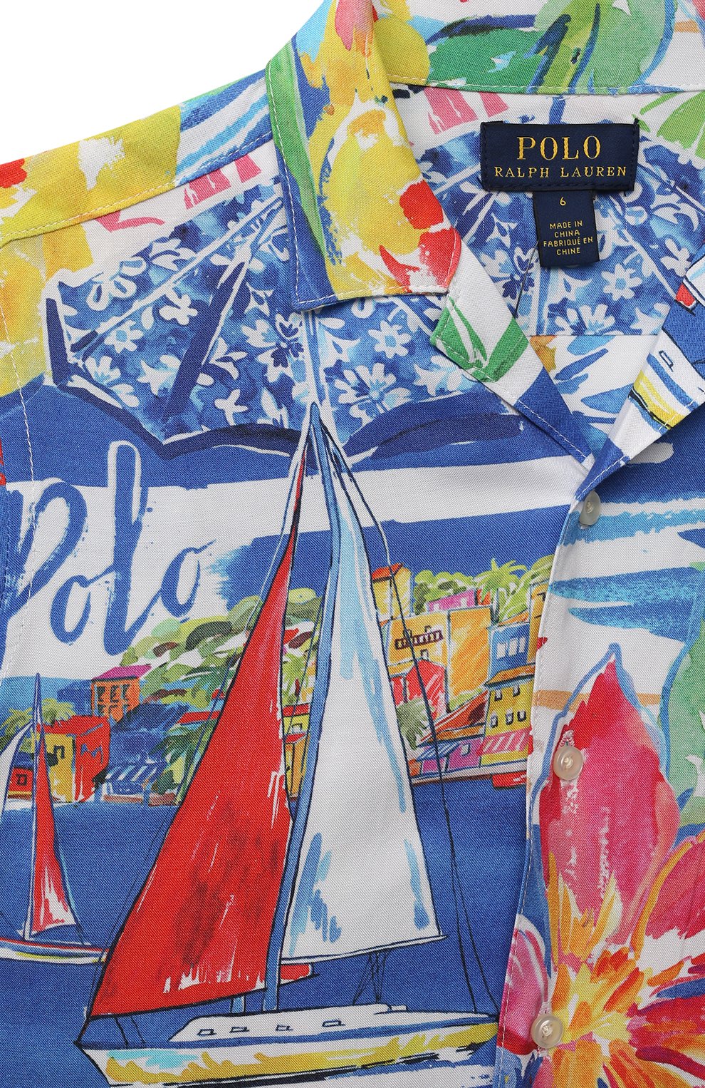 Детская рубашка из вискозы POLO RALPH LAUREN разноцветного цвета, арт. 322858943 | Фото 3 (Рукава: Короткие; Материал внешний: Вискоза; Ростовка одежда: 5 лет | 110 см, 6 лет | 116 см, 7 лет | 122 см)