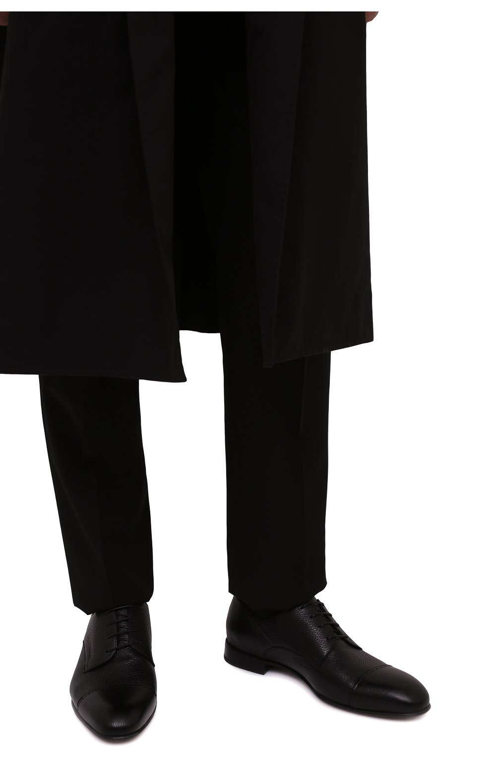 Мужские кожаные дерби BARRETT черного цвета, арт. 192U042.44/CERV0 | Фото 3 (Материал внешний: Кожа; Материал внутренний: Натуральная кожа; Стили: Классический)