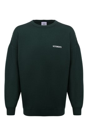 Мужской шерстяной свитер VETEMENTS зеленого цвета по цене 77500 руб., арт. UE52KN360G 2901/M | Фото 1 Мужской шерстяной свитер VETEMENTS зеленого цвета, арт. UE52KN360G 2901/M | Фото 1 (Рукава: Длинные; Длина (для топов): Стандартные; Материал внешний: Шерсть; Мужское Кросс-КТ: Свитер-одежда; Принт: С принтом; Стили: Гранж)