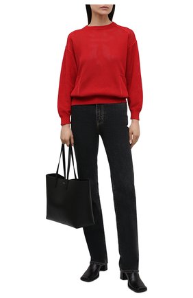 Женский хлопковый пуловер BRUNELLO CUCINELLI красного цвета, арт. M19197900 | Фото 2 (Материал внешний: Хлопок; Рукава: Длинные; Длина (для топов): Стандартные; Стили: Кэжуэл; Женское Кросс-КТ: Пуловер-одежда)