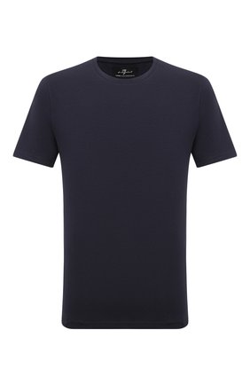 Мужская хлопковая футболка 7 FOR ALL MANKIND темно-синего цвета, арт. JSIM2370NA | Фото 1 (Рукава: Короткие; Материал внешний: Хлопок; Длина (для топов): Стандартные; Принт: Без принта; Стили: Кэжуэл)