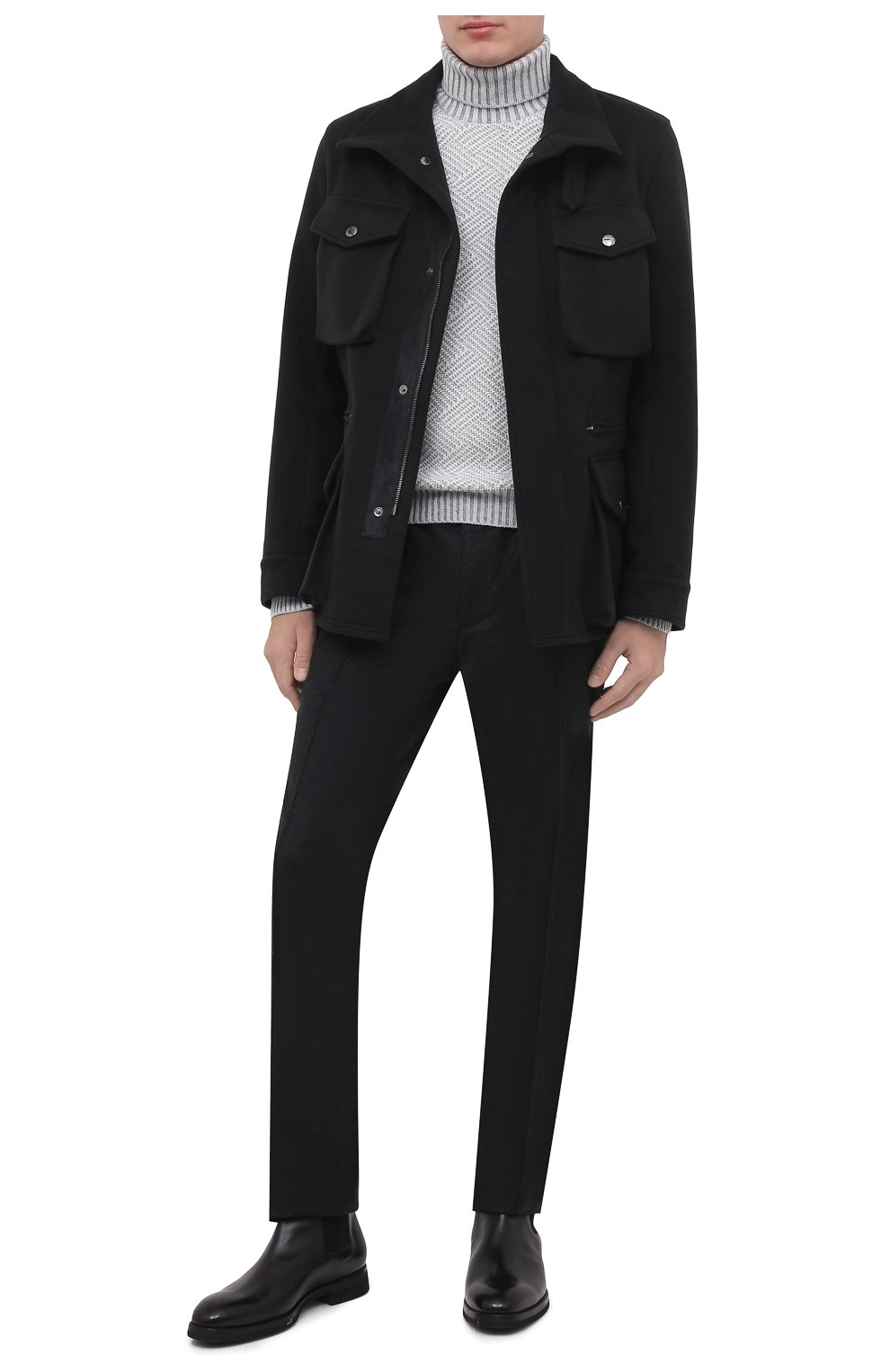 Мужская куртка DOLCE & GABBANA темно-серого цвета, арт. G9WN5T/FU23I | Фото 2 (Кросс-КТ: Куртка; Мужское Кросс-КТ: шерсть и кашемир; Материал внешний: Шерсть, Синтетический материал, Кашемир; Рукава: Длинные; Длина (верхняя одежда): До середины бедра; Региональные ограничения белый список (Axapta Mercury): RU; Стили: Кэжуэл)