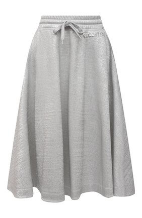 Женская юбка VALENTINO серебряного цвета, арт. XB3MD03Z704 | Фото 1 (Материал внешний: Хлопок, Синтетический материал; Длина Ж (юбки, платья, шорты): Миди; Женское Кросс-КТ: Юбка-одежда; Стили: Спорт-шик)