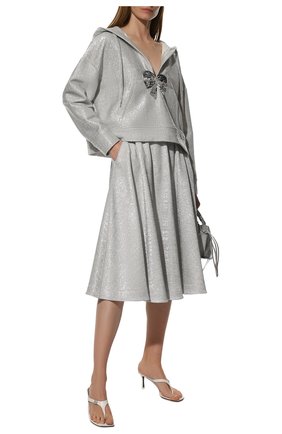 Женская юбка VALENTINO серебряного цвета, арт. XB3MD03Z704 | Фото 2 (Материал внешний: Хлопок, Синтетический материал; Длина Ж (юбки, платья, шорты): Миди; Женское Кросс-КТ: Юбка-одежда; Стили: Спорт-шик)