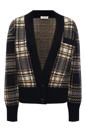 Женский шерстяной кардиган SAINT LAURENT разноцветного цвета по цене 94950 руб., арт. 670067/Y75GB | Фото 1 Женский шерстяной кардиган SAINT LAURENT разноцветного цвета, арт. 670067/Y75GB | Фото 1 (Материал внешний: Шерсть; Рукава: Длинные; Длина (для топов): Стандартные; Стили: Кэжуэл; Женское Кросс-КТ: кардиган-трикотаж)