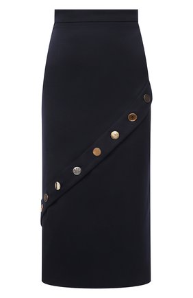 Женская шерстяная юбка ALEXANDER MCQUEEN темно-синего цвета по цене 145500 руб., арт. 684653/QJACH | Фото 1 Женская шерстяная юбка ALEXANDER MCQUEEN темно-синего цвета, арт. 684653/QJACH | Фото 1 (Длина Ж (юбки, платья, шорты): Миди; Материал внешний: Шерсть; Материал подклада: Синтетический материал; Женское Кросс-КТ: Юбка-одежда; Стили: Кэжуэл)