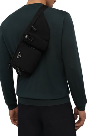 Мужская текстильная поясная сумка PRADA черного цвета, арт. 2VL056-2DMG-F0002-WNO | Фото 2 (Материал: Текстиль; Размер: large; Случай: Повседневный)