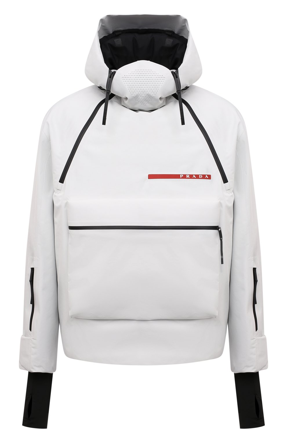 Мужская утепленный анорак PRADA белого цвета, арт. SGB799-1ZIW-F0K74-202 | Фото 1 (Кросс-КТ: Куртка, другое; Рукава: Длинные; Материал внешний: Синтетический материал; Мужское Кросс-КТ: утепленные куртки; Стили: Спорт-шик; Длина (верхняя одежда): Короткие)