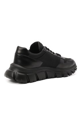 Мужские комбинированные кроссовки PRADA черного цвета, арт. 2EE366-3KZP-F0002 | Фото 5 (Материал внешний: Кожа; Стили: Классический; Материал утеплителя: Без утеплителя; Подошва: Массивная)
