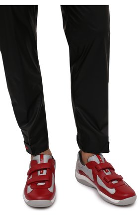 Мужские комбинированные кроссовки america’s cup original PRADA красного цвета, арт. 4P0723-5RU-F0011-ZFT0 | Фото 3 (Материал внешний: Кожа; Стили: Классический; Материал утеплителя: Без утеплителя; Подошва: Массивная)