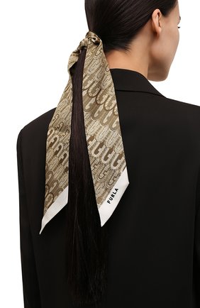Женская шелковая повязка на голову FURLA золотого цвета, арт. WT00022/A.0470 | Фото 2 (Материал: Шелк, Текстиль)