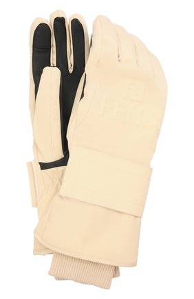 Женские утепленные перчатки FENDI светло-бежевого цвета, арт. FAD029 AGN9 | Фото 1 (Материал: Текстиль, Синтетический материал)