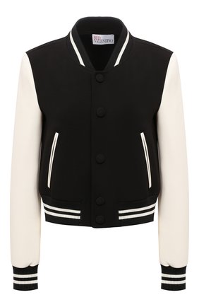 Женский бомбер REDVALENTINO черно-белого цвета по цене 56600 руб., арт. XR3CIE15/6AC | Фото 1 Женский бомбер REDVALENTINO черно-белого цвета, арт. XR3CIE15/6AC | Фото 1 (Материал подклада: Синтетический материал; Длина (верхняя одежда): Короткие; Материал внешний: Синтетический материал; Рукава: Длинные; Кросс-КТ: Куртка; Стили: Гранж)
