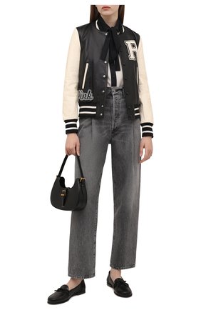 Женский кожаный бомбер REDVALENTINO черного цвета по цене 151500 руб., арт. XR3NA03L/6C5 | Фото 2 Женский кожаный бомбер REDVALENTINO черного цвета, арт. XR3NA03L/6C5 | Фото 2 (Материал внешний: Натуральная кожа; Рукава: Длинные; Длина (верхняя одежда): Короткие; Материал подклада: Вискоза; Кросс-КТ: Куртка; Женское Кросс-КТ: Замша и кожа; Стили: Гранж)
