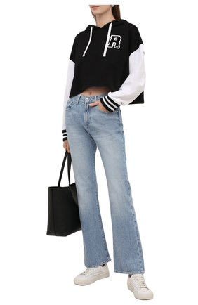 Женский хлопковое худи REDVALENTINO черно-белого цвета по цене 39900 руб., арт. XR3MF08Y/6DY | Фото 2 Женский хлопковое худи REDVALENTINO черно-белого цвета, арт. XR3MF08Y/6DY | Фото 2 (Длина (для топов): Укороченные; Рукава: Длинные; Материал внешний: Хлопок; Женское Кросс-КТ: Худи-одежда; Стили: Спорт-шик)