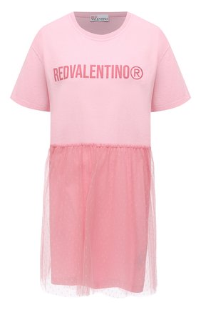 Женское хлопковое платье REDVALENTINO розового цвета по цене 33450 руб., арт. XR3MJ08V/6CY | Фото 1 Женское хлопковое платье REDVALENTINO розового цвета, арт. XR3MJ08V/6CY | Фото 1 (Длина Ж (юбки, платья, шорты): Мини; Материал внешний: Хлопок; Рукава: Короткие; Женское Кросс-КТ: Платье-одежда; Случай: Повседневный; Стили: Романтичный)