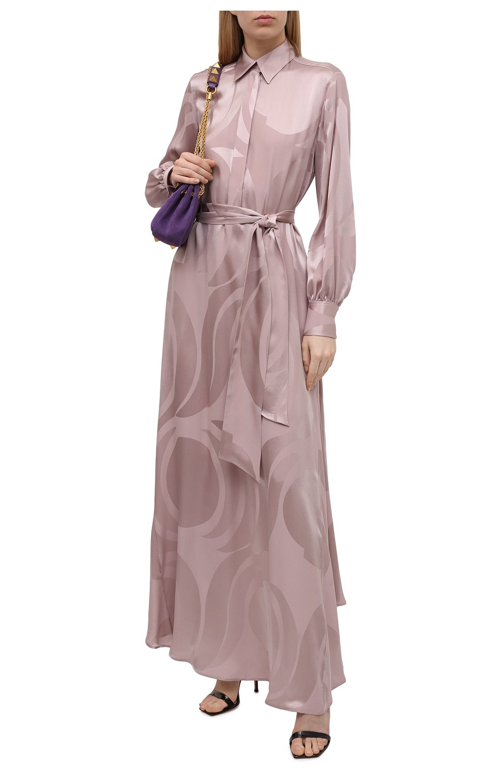 Женское шелковое платье KITON розового цвета, арт. D53330K0989A | Фото 2 (Материал внешний: Шелк; Рукава: Длинные; Случай: Вечерний; Длина Ж (юбки, платья, шорты): Макси; Стили: Романтичный; Женское Кросс-КТ: Платье-одежда)