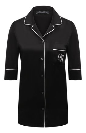 Женская шелковая рубашка DOLCE & GABBANA черного цвета, арт. F5013Z/FU1AU | Фото 1 (Рукава: 3/4; Материал внешний: Шелк; Длина (для топов): Стандартные; Женское Кросс-КТ: Блуза-белье; Региональные ограничения белый список (Axapta Mercury): RU)
