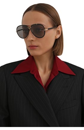 Женские солнцезащитные очки CHLOÉ черного цвета, арт. CH0080S 003 | Фото 2 (Тип очков: С/з; Оптика Гендер: оптика-женское; Очки форма: Авиаторы)