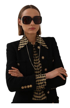 Женские солнцезащитные очки GUCCI черного цвета, арт. GG1029SA 005 | Фото 2 (Тип очков: С/з; Оптика Гендер: оптика-женское; Очки форма: Квадратные)